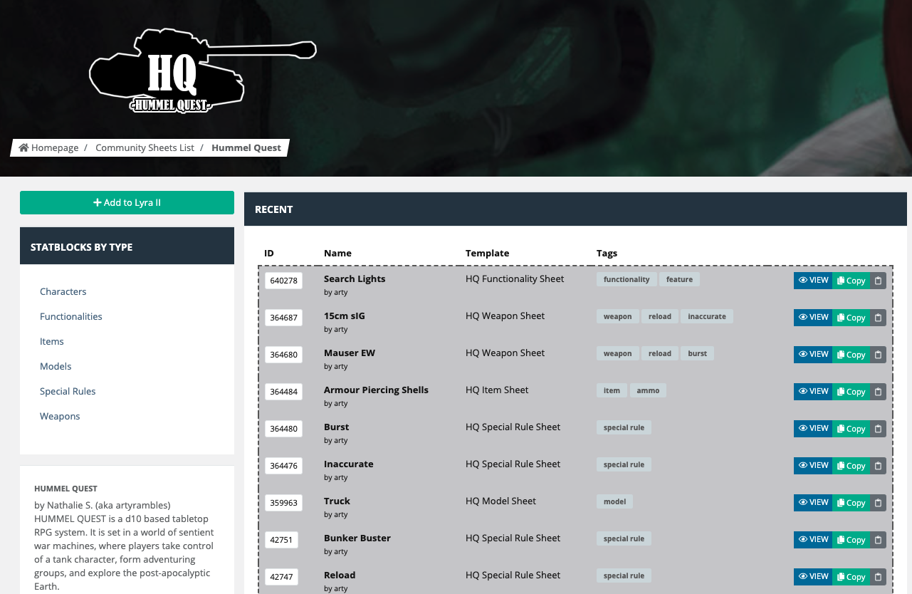 An image of the Ethnis lite RPG system, an example of how you can make your own RPG system with World Anvil.